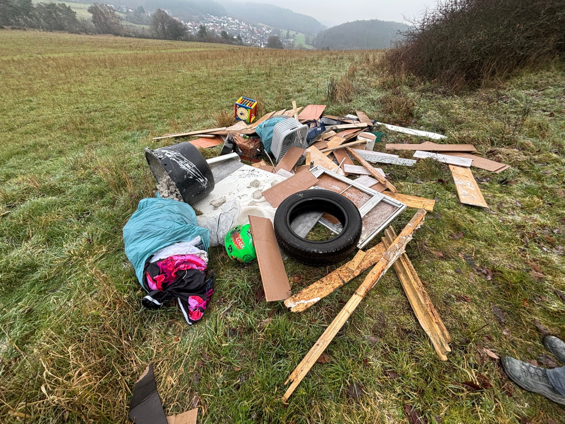 Illegal in der Landschaft entsorgter Müll