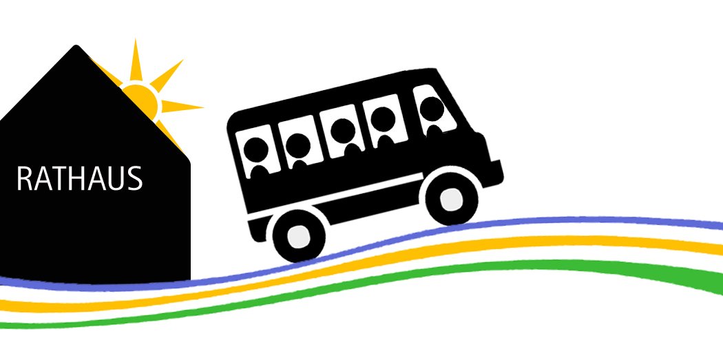 Stilisierter Bus mit dem die Gemeindebediensteten zum Betriebsausflug fahren