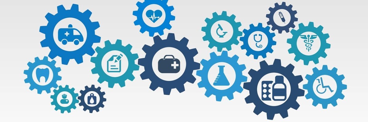 Zahnräder mit medizinischen Symbolen