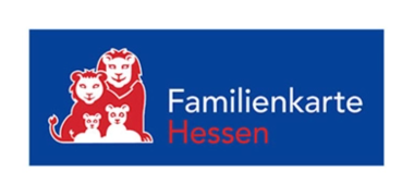 Logo der Familienkarte Hessen mit Hessen-Löwen in rot auf blauem Grund